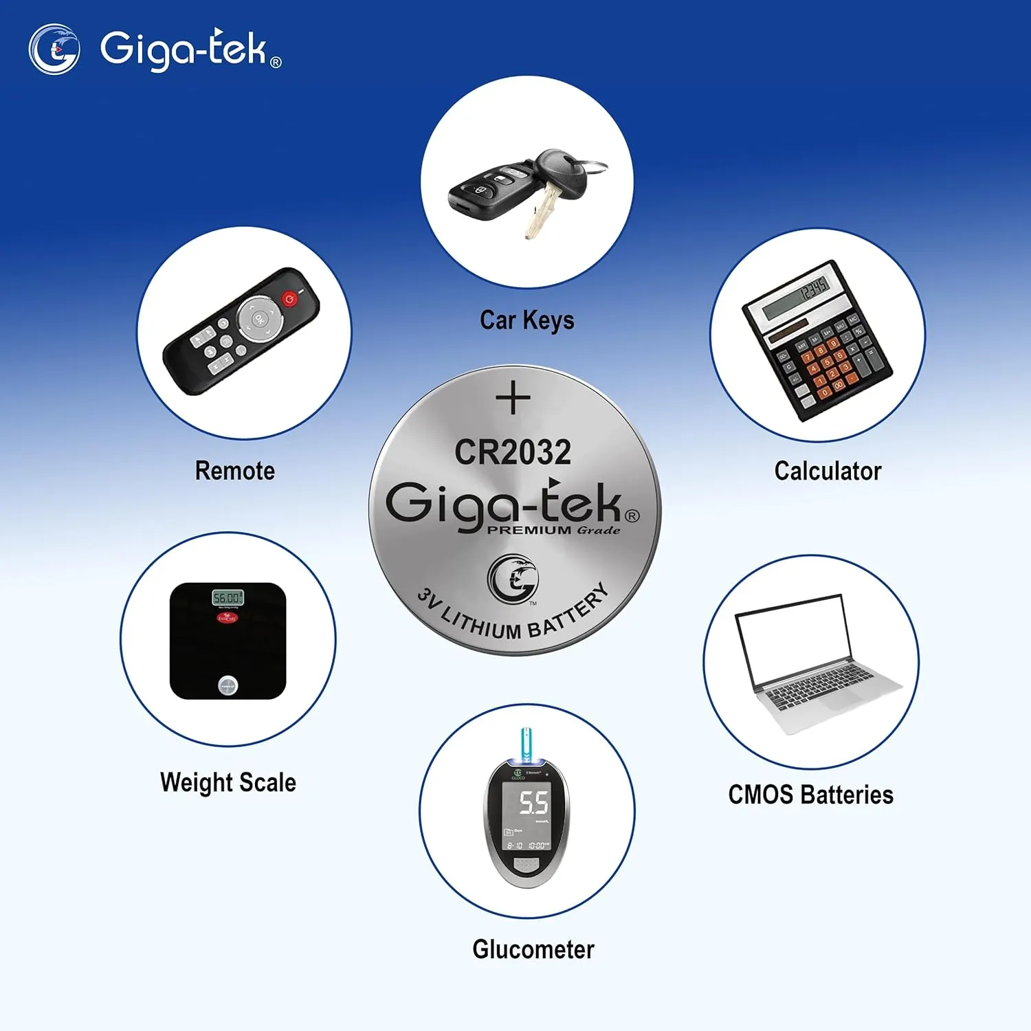Gigatek Cmos Battery 3V CR2032 view 4